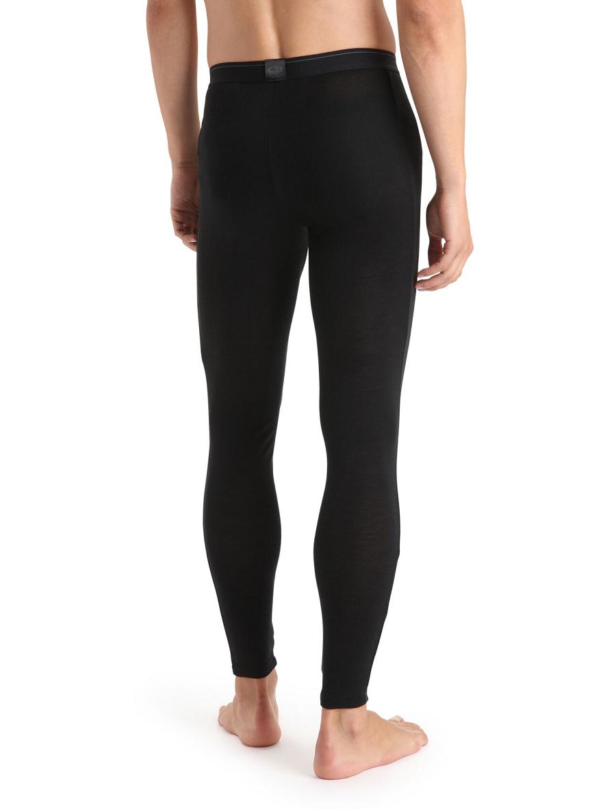 Icebreaker Merino 175 Everyday Thermal Leggings With Fly Miesten Base Layers Mustat | FI 1400ZUTG